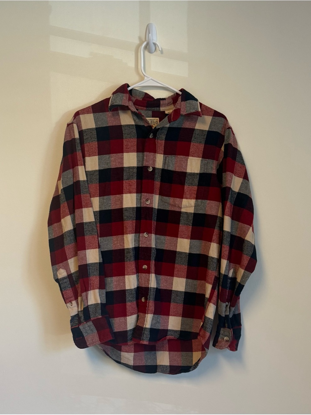 RedHead Men's Red Black and Cream Plaid Button-Down Shirt